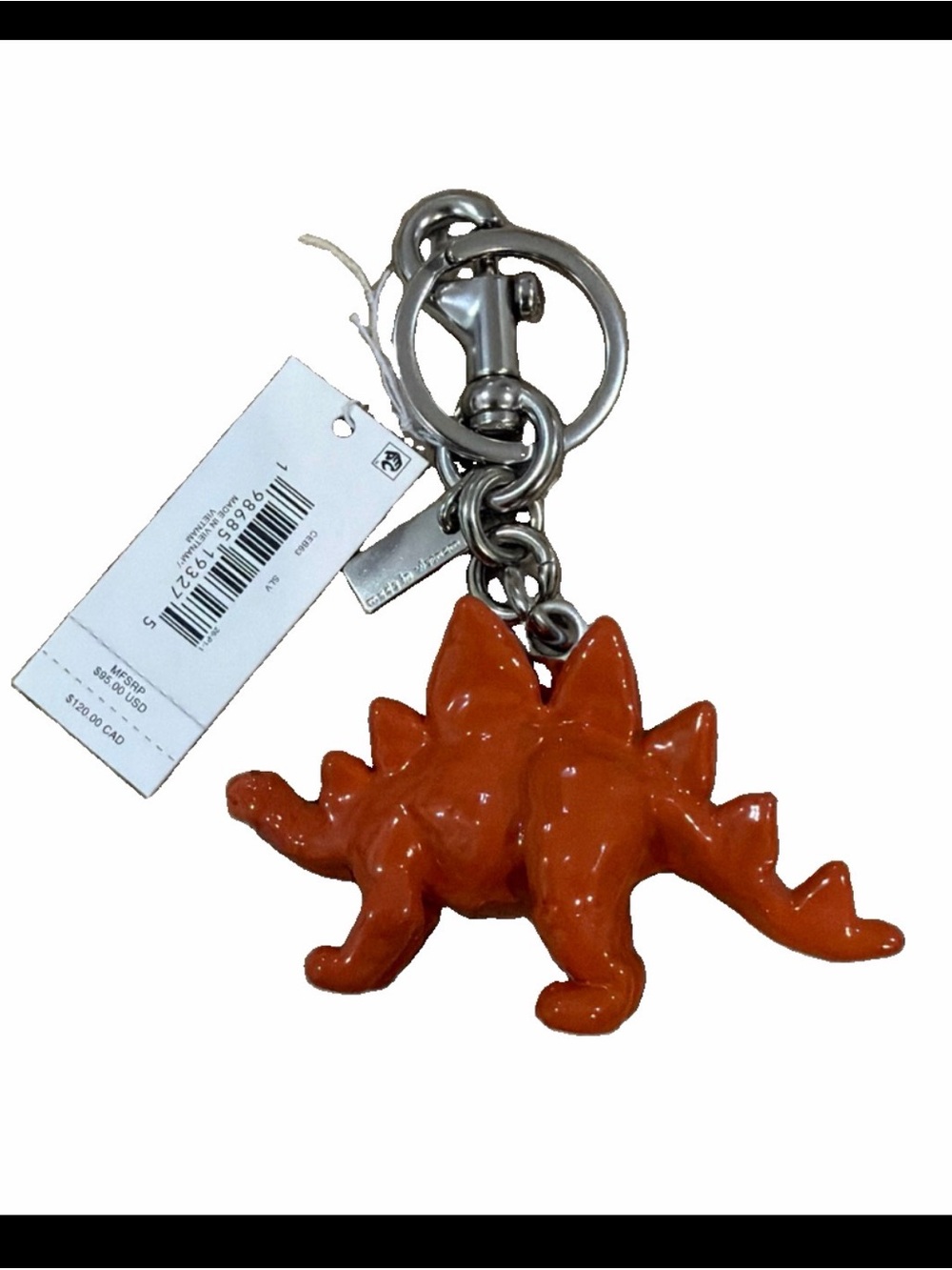 Coach Dinosaur Stegosaurus Bag Charm Keychain NWT
